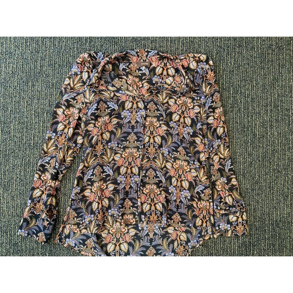 Crosby. Regal Y2K FLORAL Blouse LARGE Long Sleeve colorful